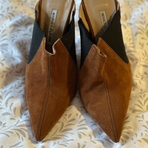 Manolo Blahnik Brown and Black Mules